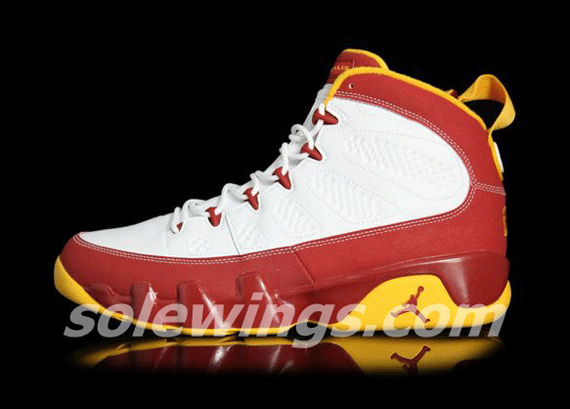 white red and yellow jordan 9s