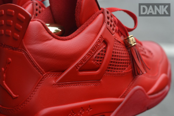 Air Jordan 4: Red Louis Vuitton Don by Dank Customs - Air