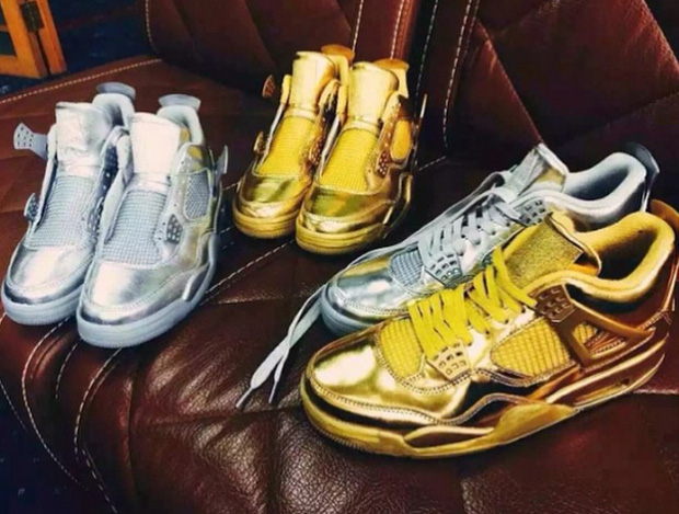 gold and silver jordans