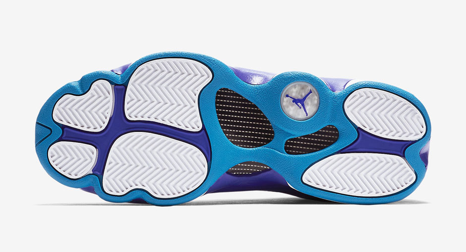 purple and turquoise jordans 13