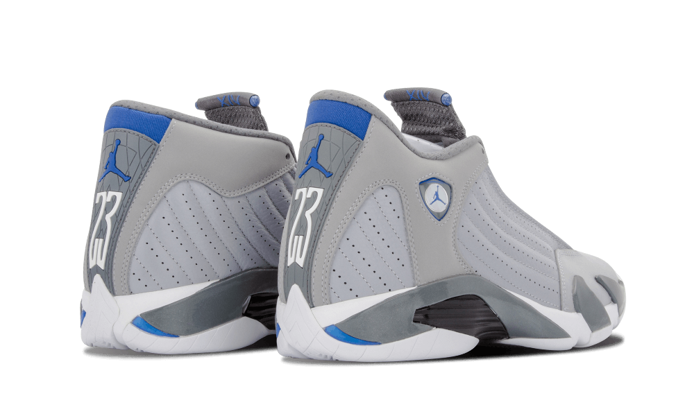 grey and blue jordan 14